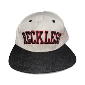 EUC Gray Black Red‎ YOUNG & RECKLESS "RECKLESS" SnapBack Adjustable Trucker Cap